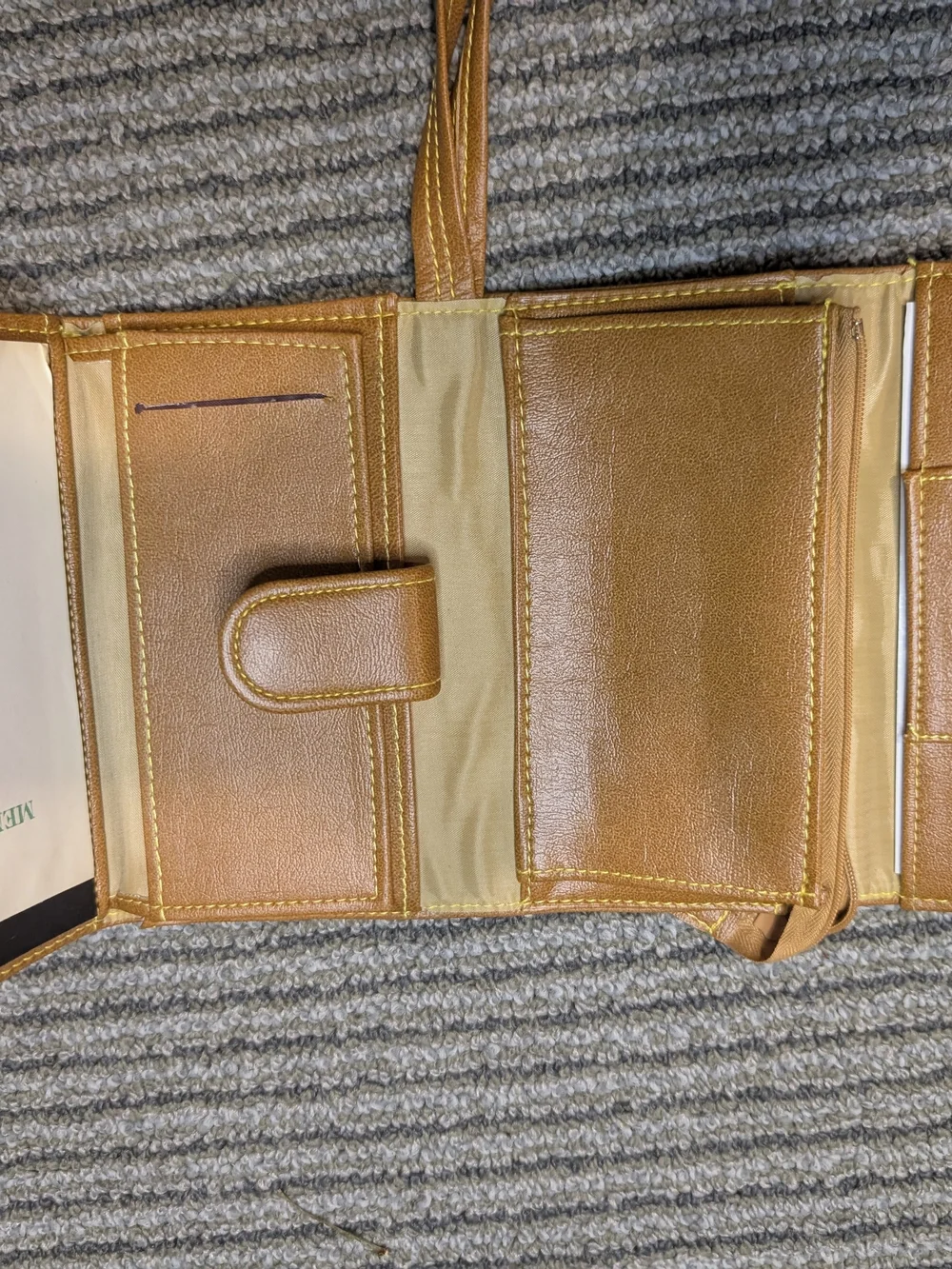 Vintage Tan Wristlet Wallet Rich cognac-tan wallet with wrist strap, snap closur
